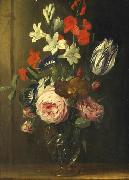 Jan van den Hecke Flower still life in a glass vase oil